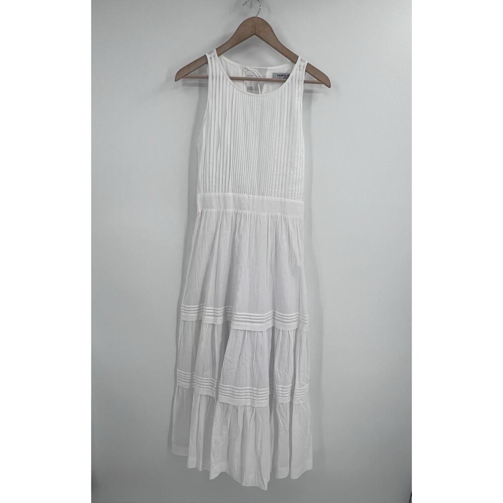 Pampelone White Pleated Tiered Maxi Sundress M NWT Bridal